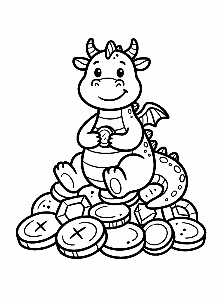 The same dragon page at full size, in pure black and white with no grey anywhere in it.